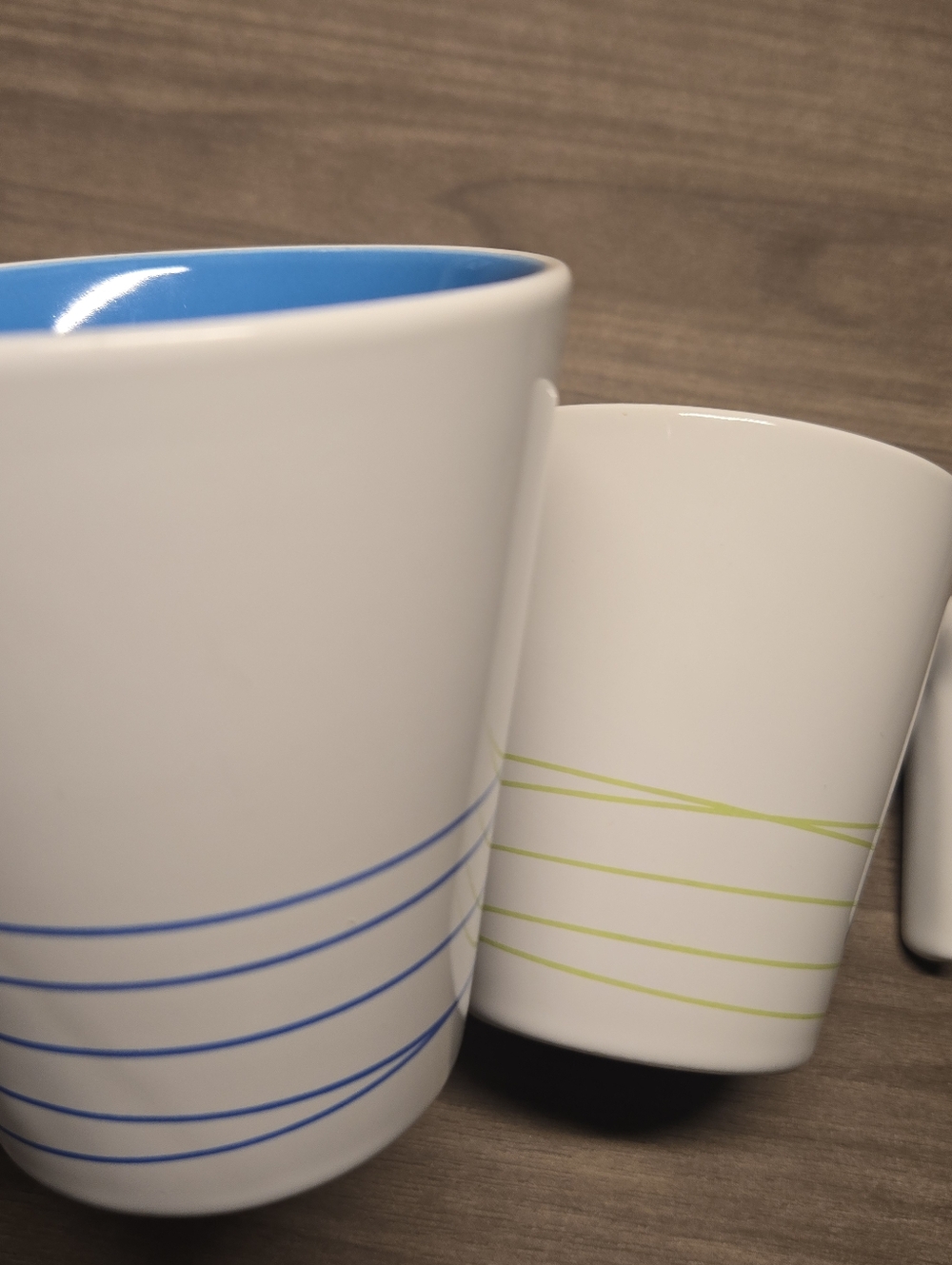 Set of 2 IKEA MUG White W Stripes L Hook Handle Coffee Tea Mugs Cups